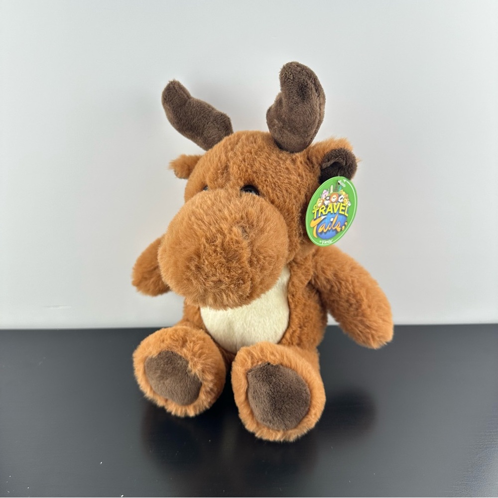 NWT Fiesta Moose Travel Tails Plush Stuffed Animal Very Soft Brown 12” Beige